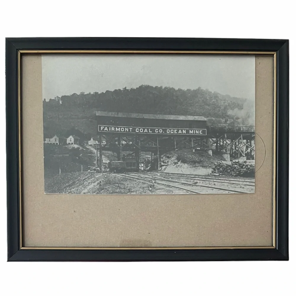 Vintage Coal Mining Picture Frame Antique Photograph Collectors Art Office Décor